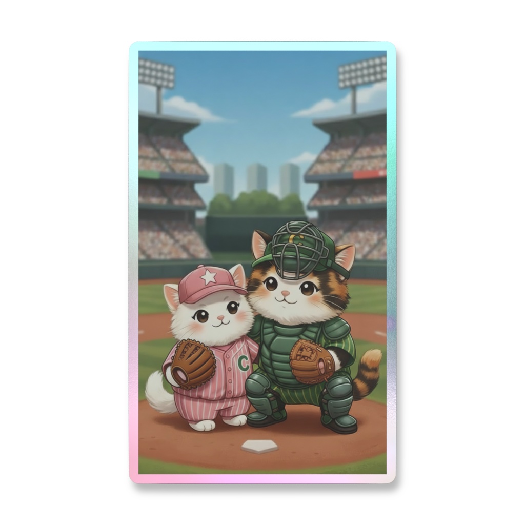 野球猫バッテリーのオーロラ・コンビネーションSticker