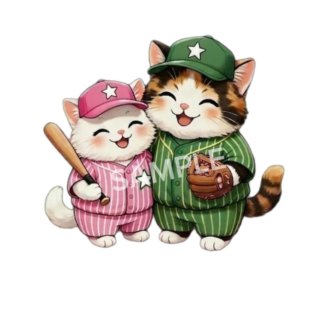 野球猫カップル・ACRYLIC Figure:デスクが最高のスタジアムに!