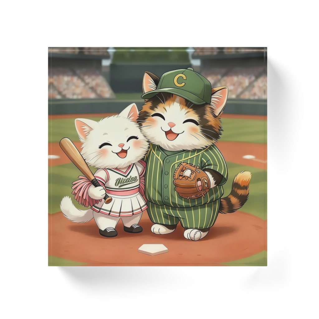 野球カップル猫 〜スタジアムの約束〜 (AcrylicBlock)