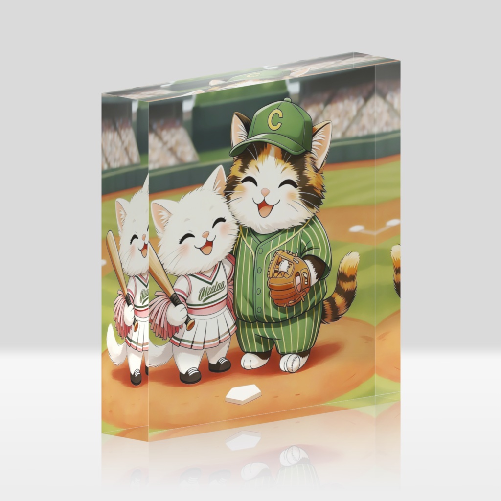 野球カップル猫 〜スタジアムの約束〜 (AcrylicBlock)