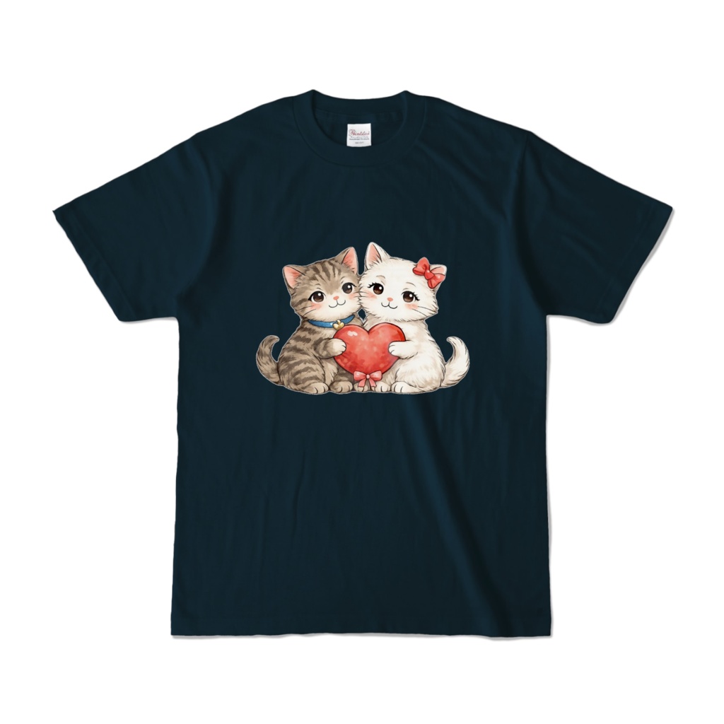 寄り添いカップル猫：ふわもこ仲良しCOLORT−shirt