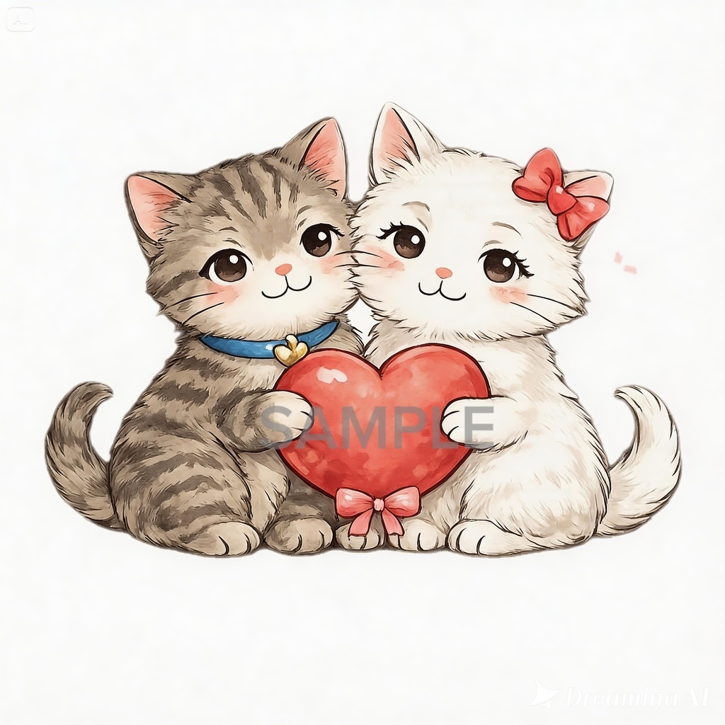 寄り添いカップル猫:ふわもこ仲良しCOLORT−shirt