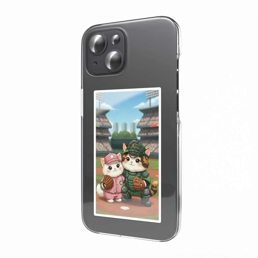 野球場のバッテリー - 選手猫とキャッチャー猫 phone Sticker