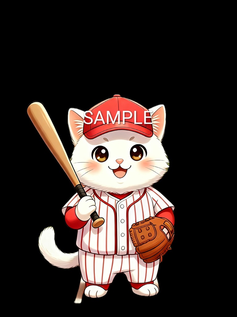 【野球のヒーロー猫】全力疾走!ベースボール・キャット Tシャツ(シンプルver.)