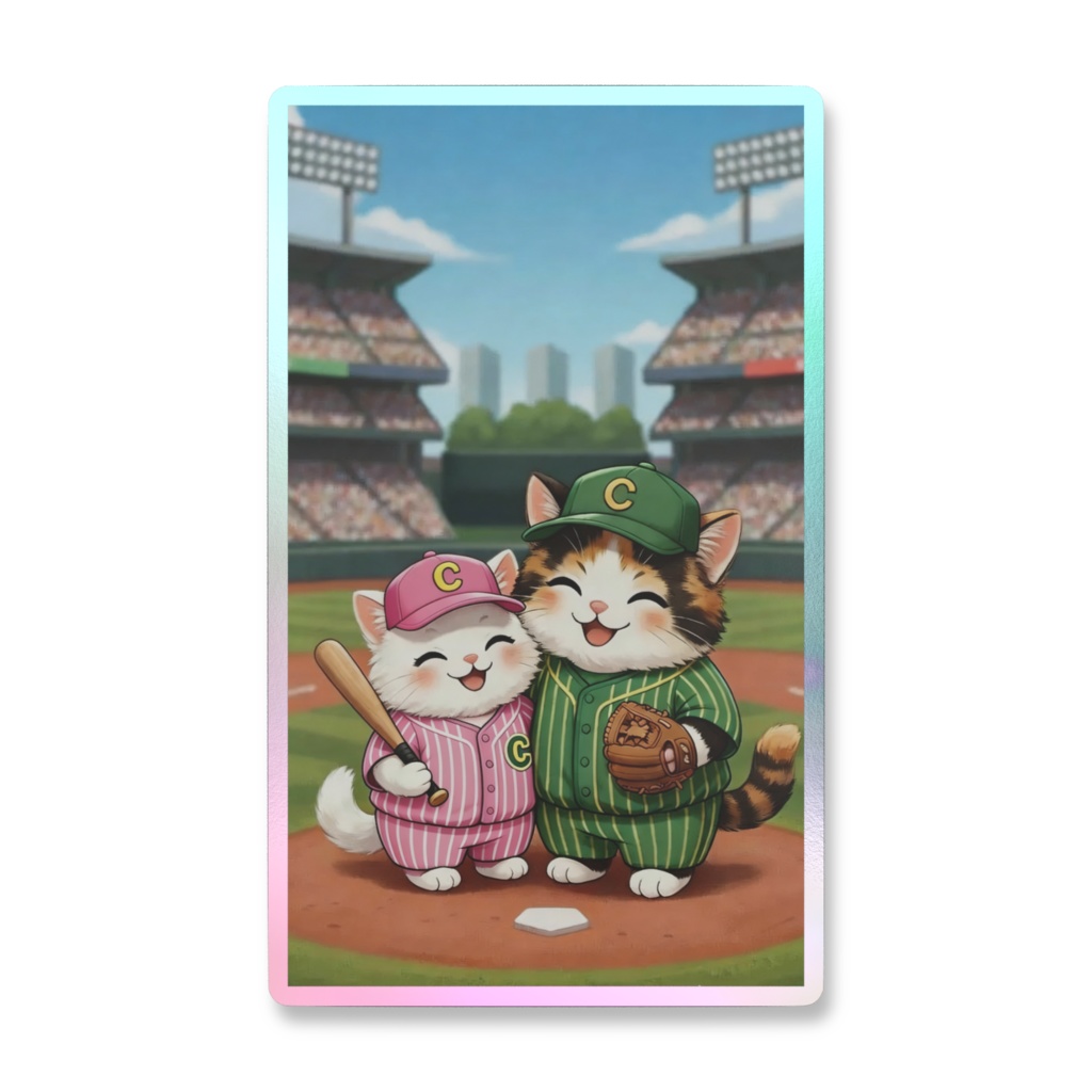 【Aurora phone Sticker】情熱のスラッガー!野球猫ヒーロー