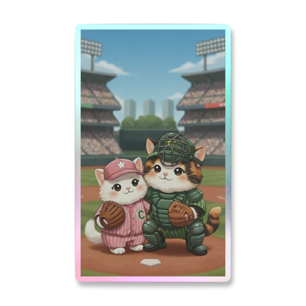 【Aurora phone Sticker】鉄壁の司令塔!野球猫ヒーロー