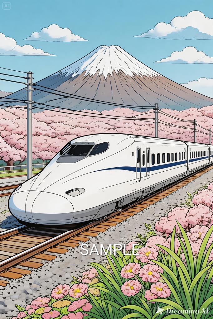 新幹線と富士山:春の息吹(JigsawPuzzle)