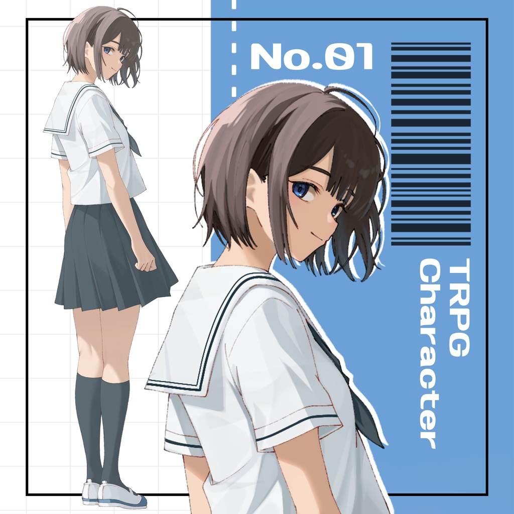 立ち絵素材01_女性-学生_夏-学生-セーラー服