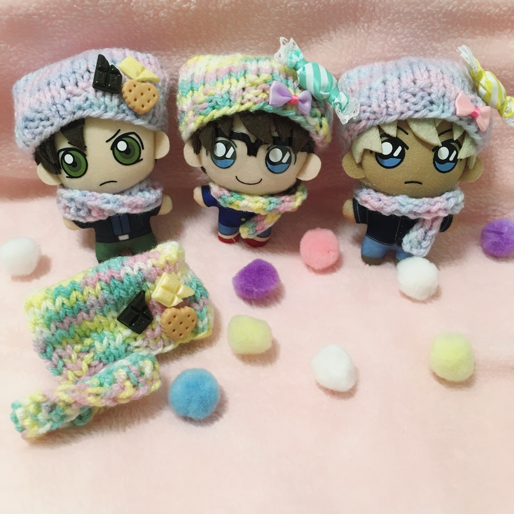 キャンディリボン♡ネコミミ風ニットキャップ&マフラー