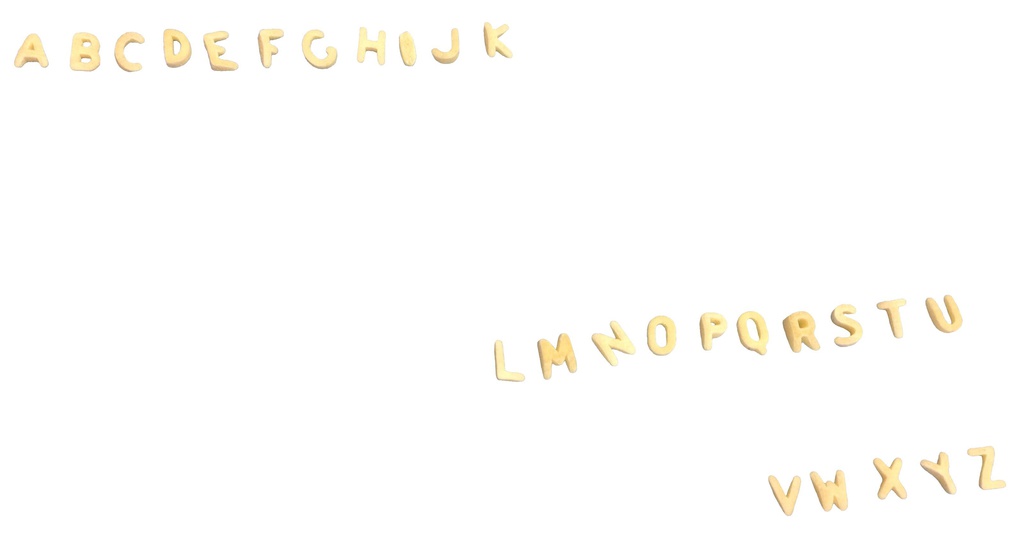 アルファベットパスタの透過ラスター素材