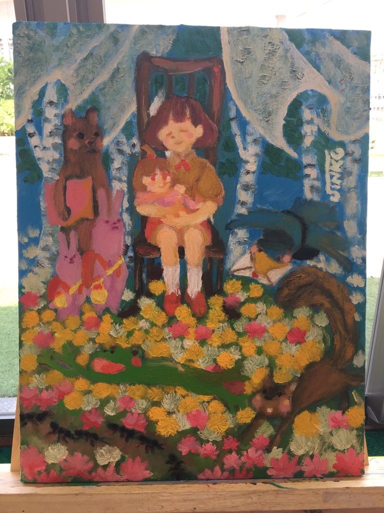 油彩原画「未来から来たわが子」