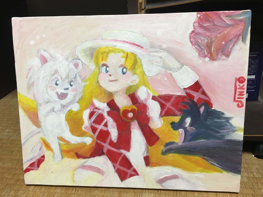 油彩原画「バラのつぼみちゃん」