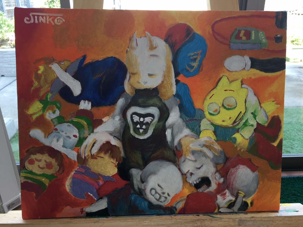 油彩原画「いこいのまどろみ」