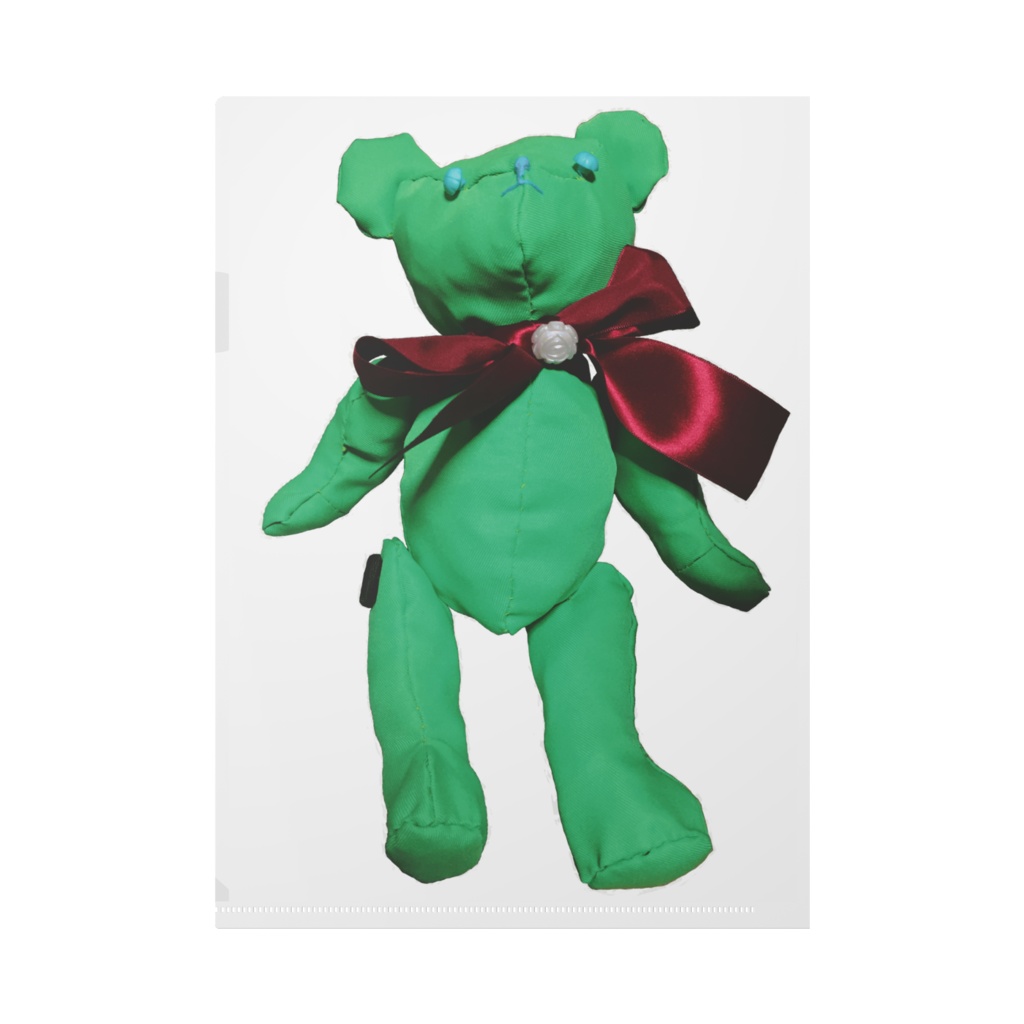 羊毛フェルトテディベアと手縫いベアのA4クリアファイル