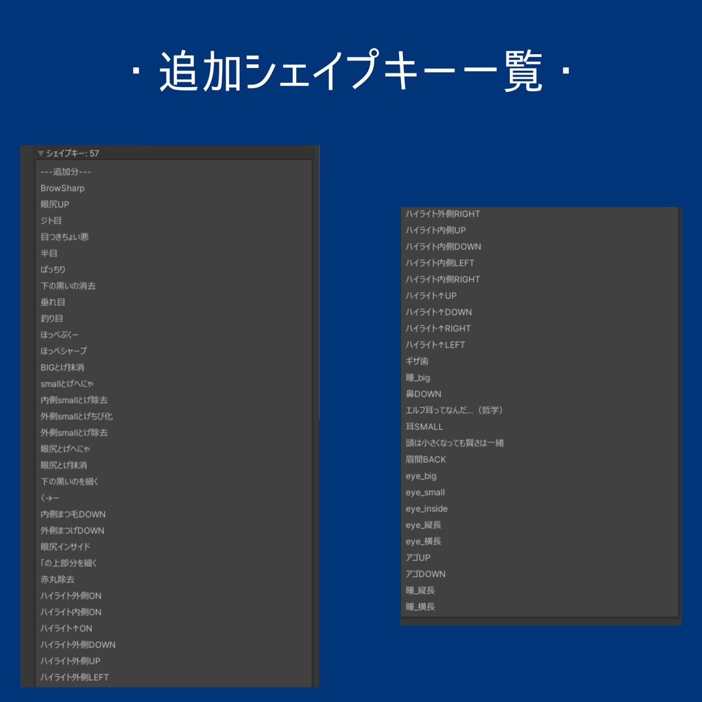 ゾメちゃん用 顔シェイプキー追加パック【BlendShare】