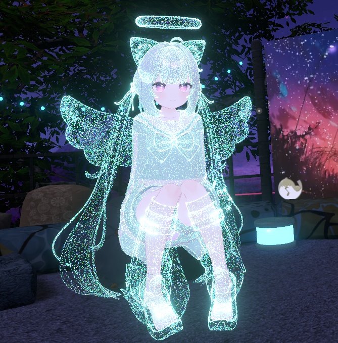 光る粒子の半透明マテリアル + パーティクルHalo