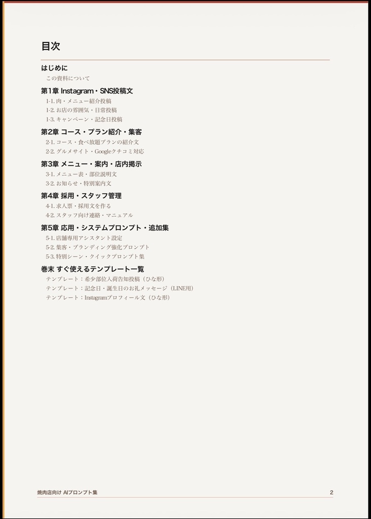 焼肉店・ホルモン店・韓国料理店向け AI活用プロンプト集