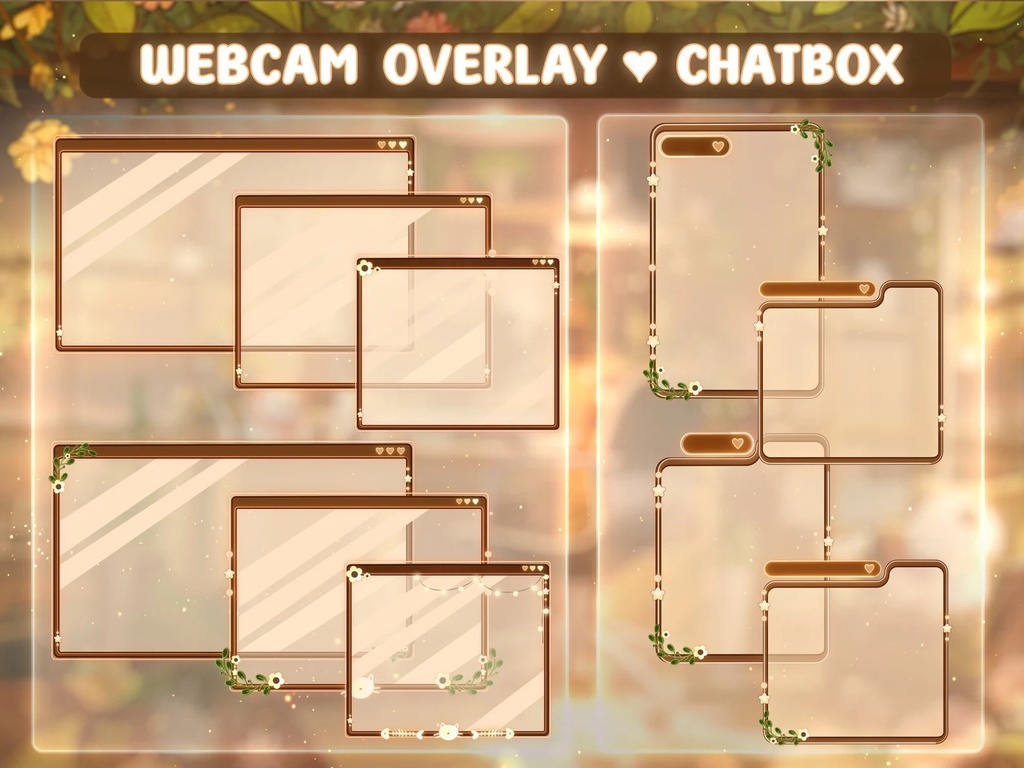 ストリームオーバーレイパッケージ 居心地の良い部屋と猫 | Stream Overlay Package Cozy room cat(Moving Background Streaming)