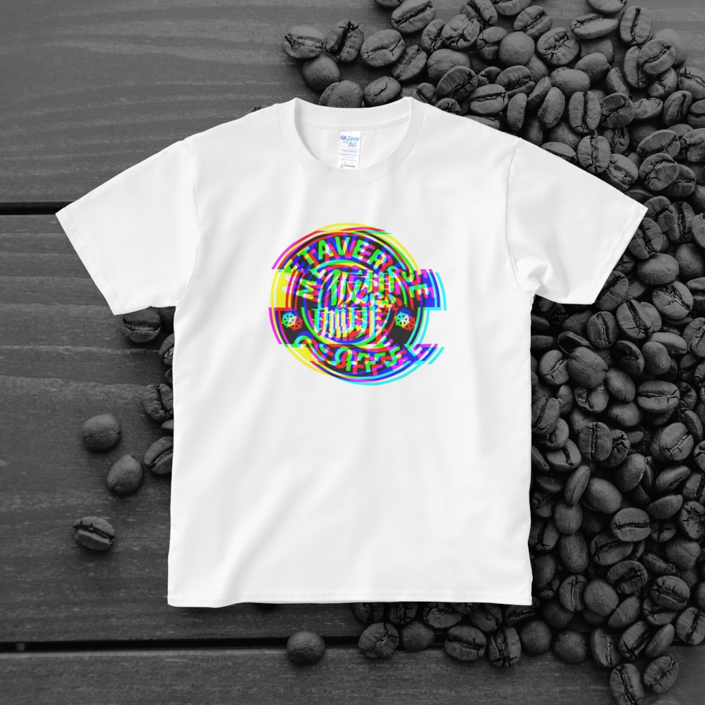 メタバスタッフTシャツ（白）/ 仮想珈琲店 METAVERSE COFFEE