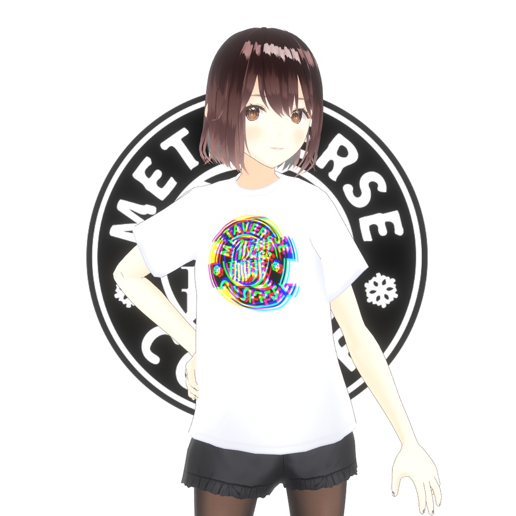 メタバスタッフTシャツ(白)/ 仮想珈琲店 METAVERSE COFFEE