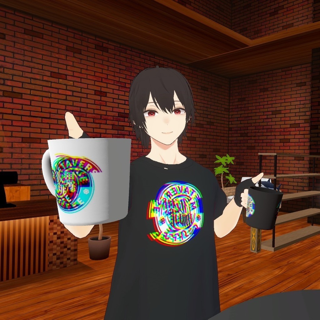 メタバスタッフTシャツ(黒)/ 仮想珈琲店 METAVERSE COFFEE