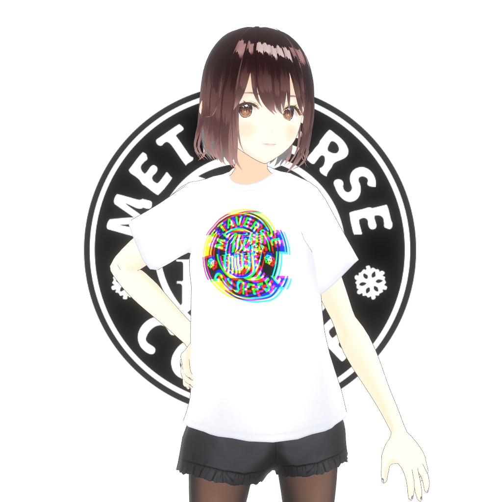 VRoid メタバスタッフTシャツ（白・黒）/ 仮想珈琲店 METAVERSE COFFEE