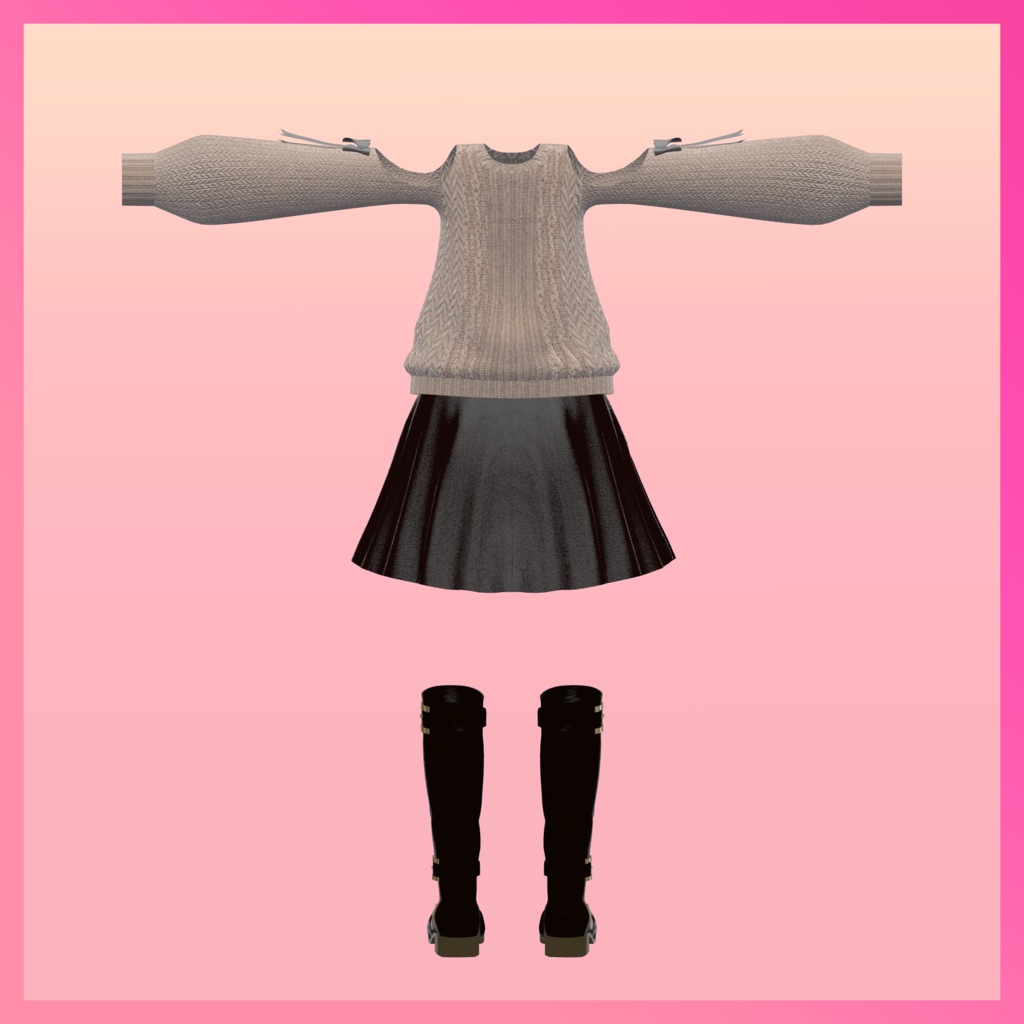 【こまどアバター対応】オフショルダーニット