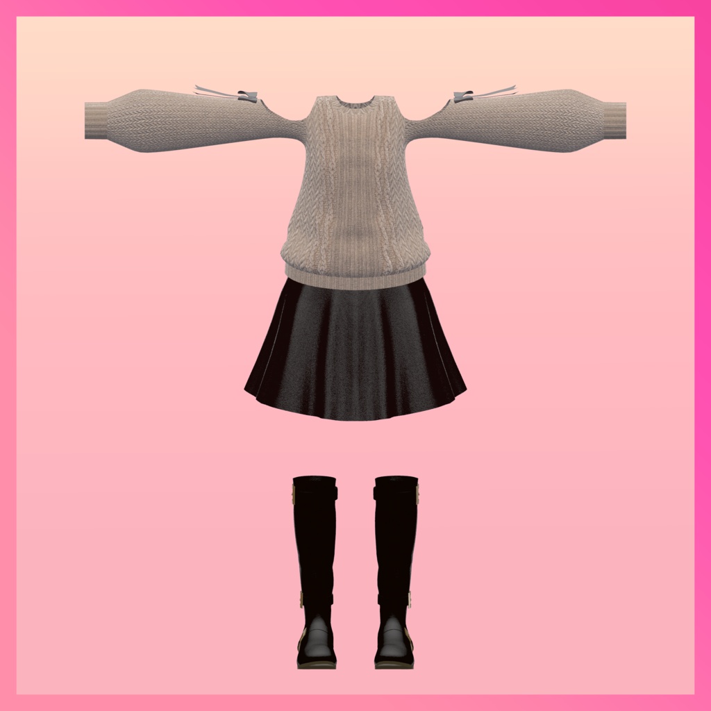 【こまどアバター対応】オフショルダーニット