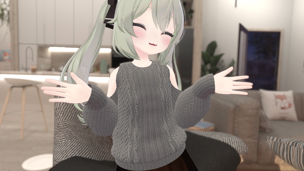 【こまどアバター対応】オフショルダーニット