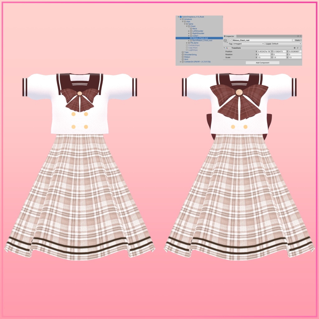 【こまどアバター&ライム&ソラハ対応】セーラーワンピース