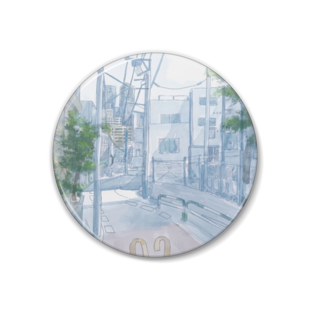 水色の街缶バッジ