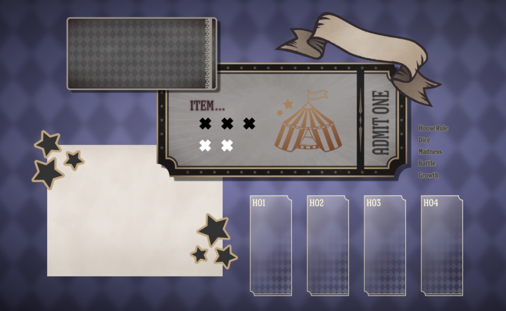 ココフォリア用素材/レトロ・チケット風