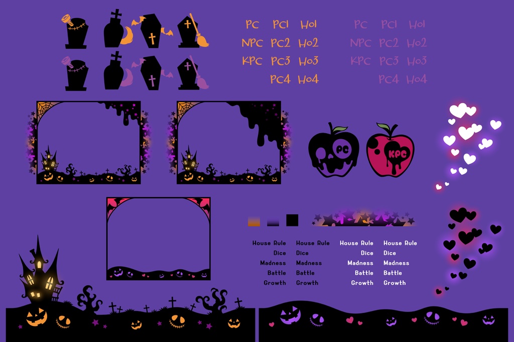 ココフォリア用素材/ハロウィンお部屋セット