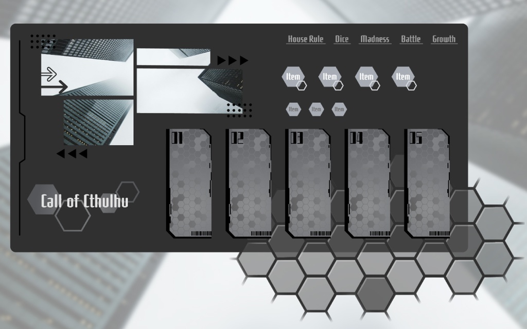 【CoC】ココフォリア用素材/白黒×サイバー素材 ※お部屋zip付き