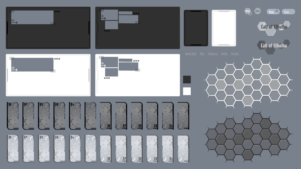 【CoC】ココフォリア用素材/白黒×サイバー素材 ※お部屋zip付き