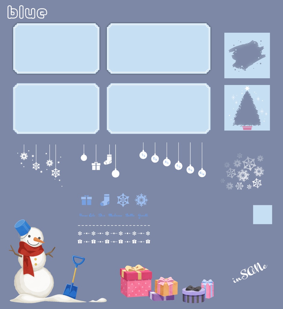 ココフォリア用素材/雪とクリスマスのお部屋素材セット※お部屋zip付き