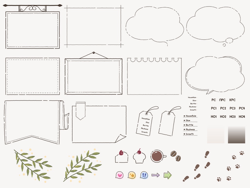 ココフォリア用素材/手書きカフェ風セッション素材