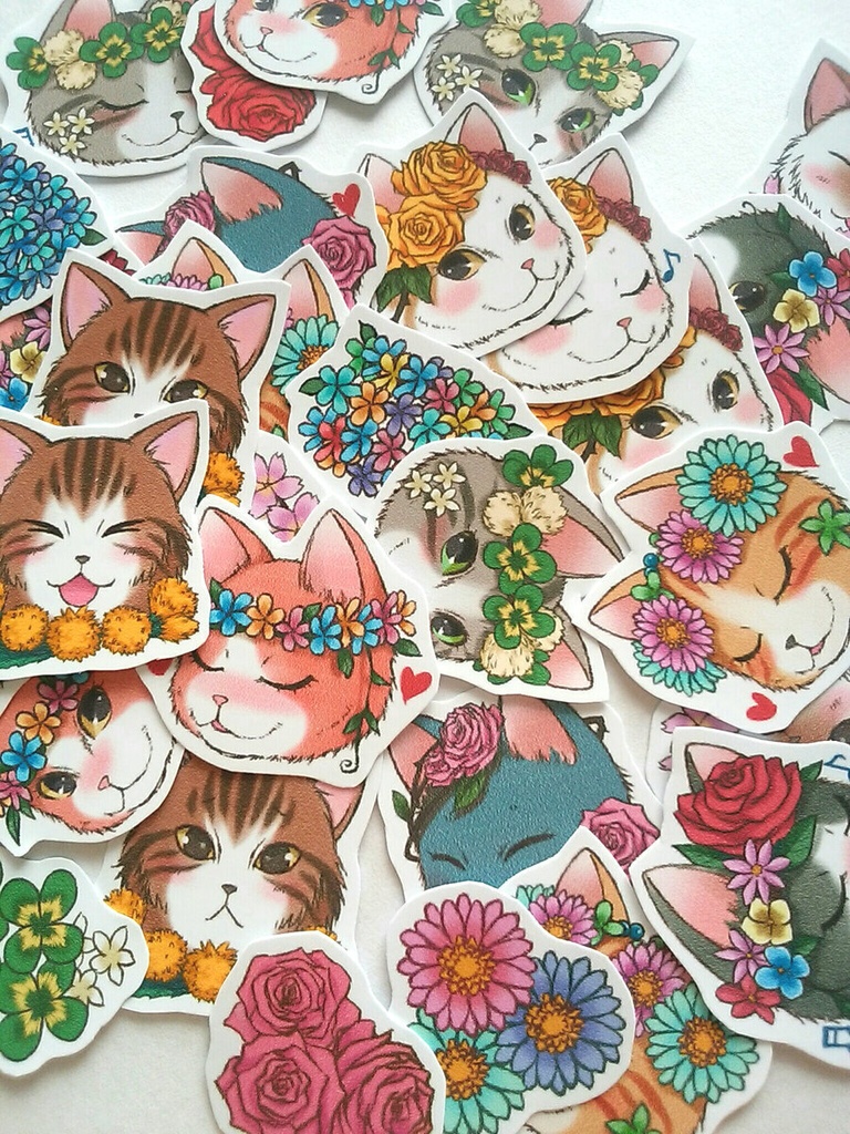 花冠の猫たちのフレークシール