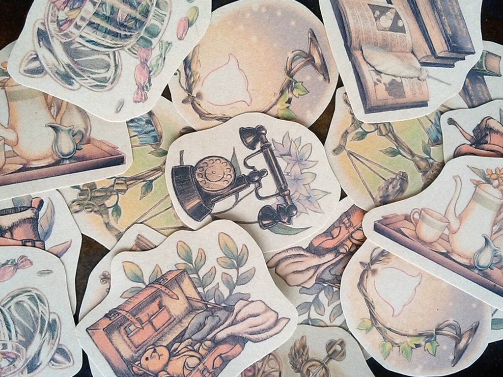 アンティークアイテムのフレークシール