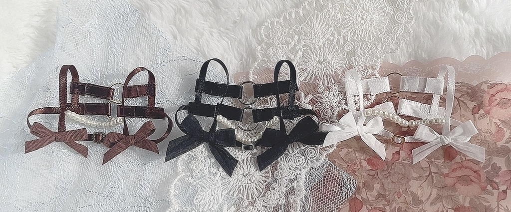 バレンタイン リボンとパールのハーネスセット