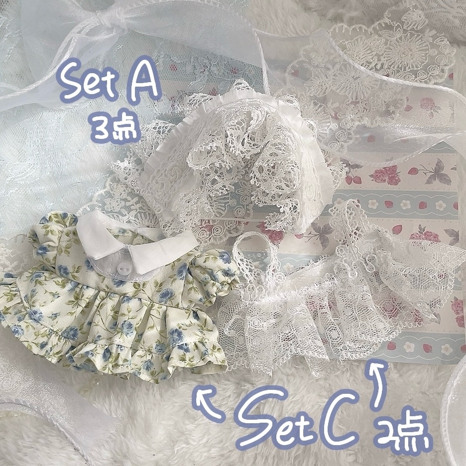 春柄ワンピとレースのレイヤードセット