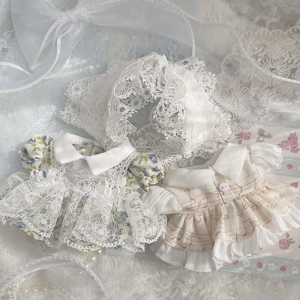 春柄ワンピとレースのレイヤードセット