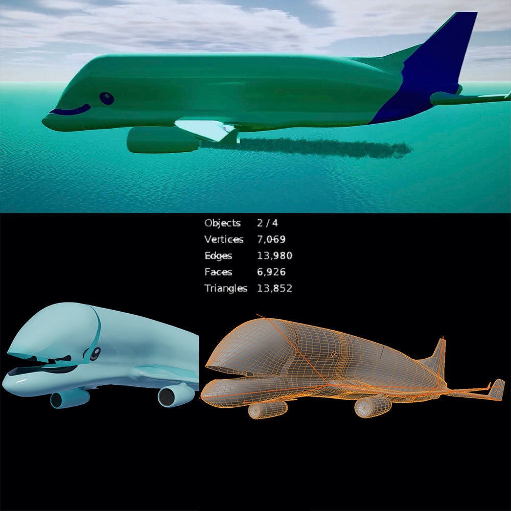 【CGモデル】貨物飛行機ボーン付き貨物機