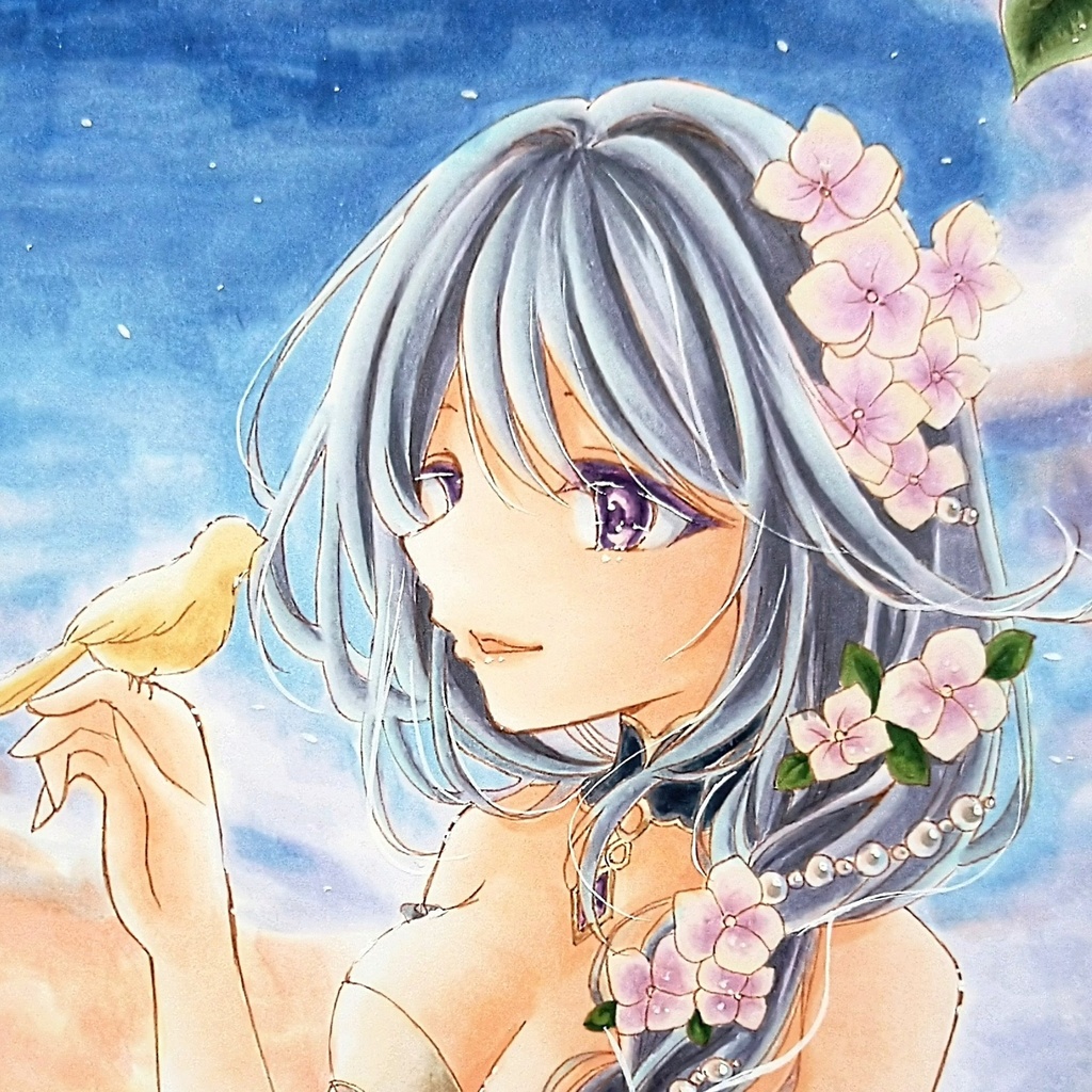 手描きイラスト*オリジナル*夕暮れ