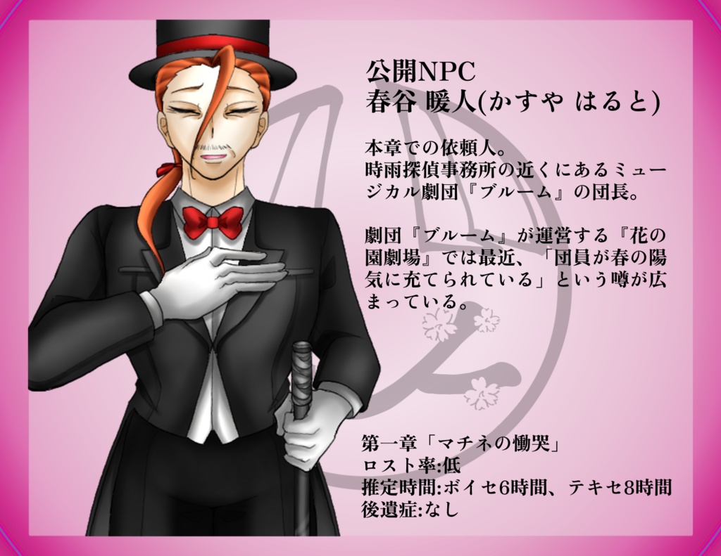 【ver2.2】CoC6版「時雨探偵事務所とおりふしの噂」『第一章 マチネの慟哭』