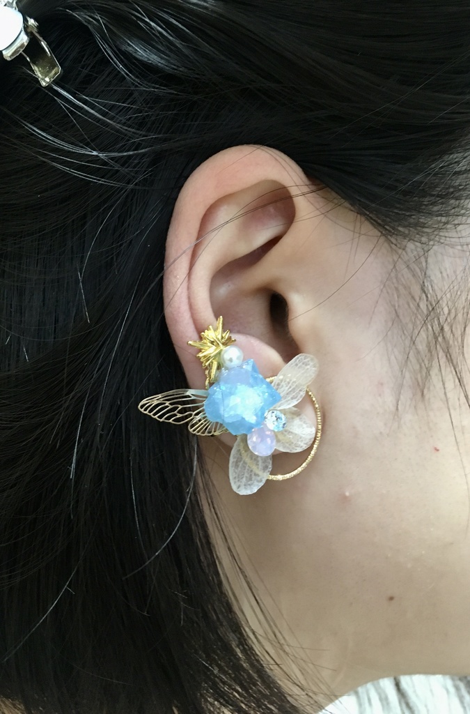 花蒼石のイヤーカフ&イヤリングset