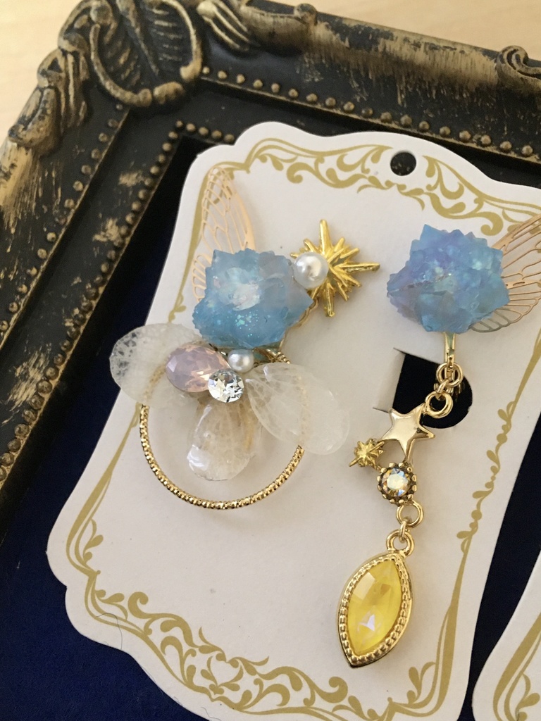 花蒼石のイヤーカフ&イヤリングset