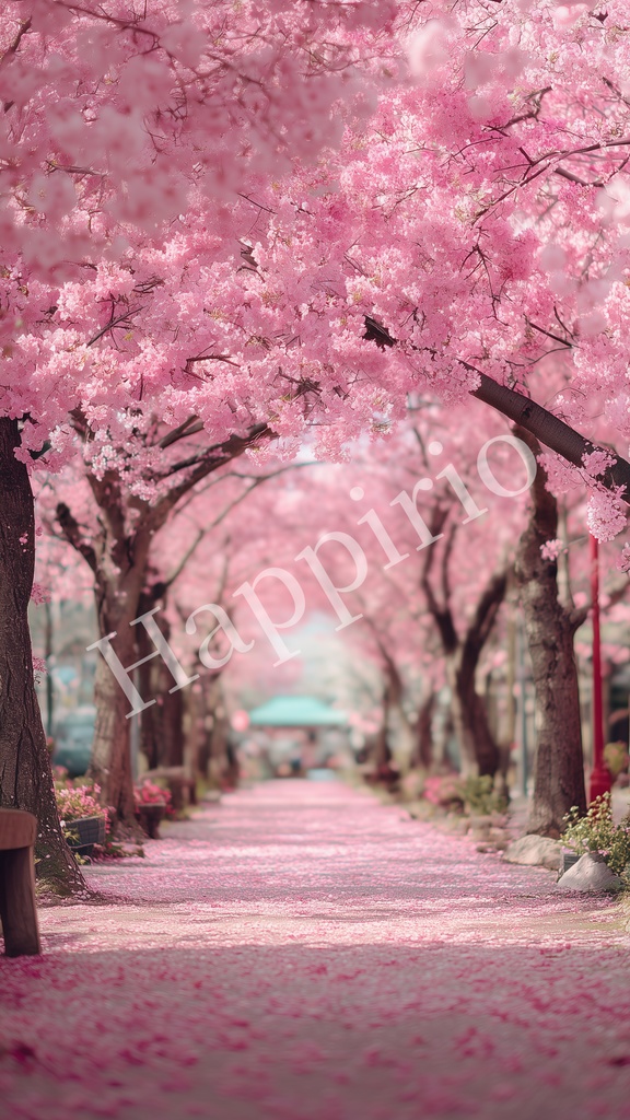 【開運待受】桜並木の朝 ｜ 恋愛運UP ｜ スマホ壁紙