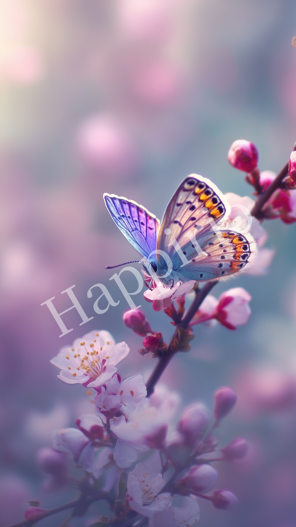 【開運待受】蝶と梅の花 ｜ 変容・飛躍 ｜ スマホ壁紙