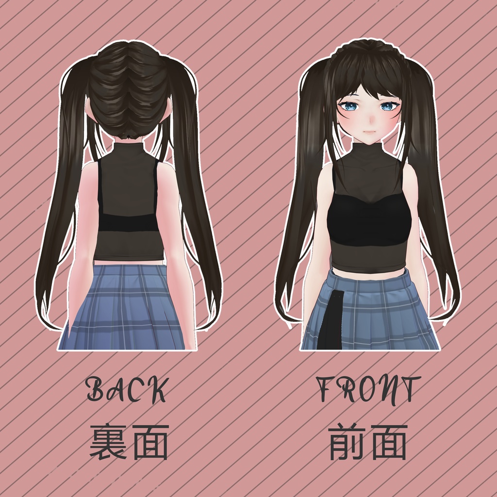 おさげ髪型||twintails Hairstyle - epiony - BOOTH